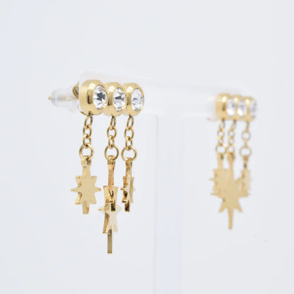 Pendientes Triple Estrella Dorado