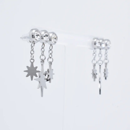 Pendientes Triple Estrella Plateado