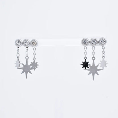 Pendientes Triple Estrella Plateado