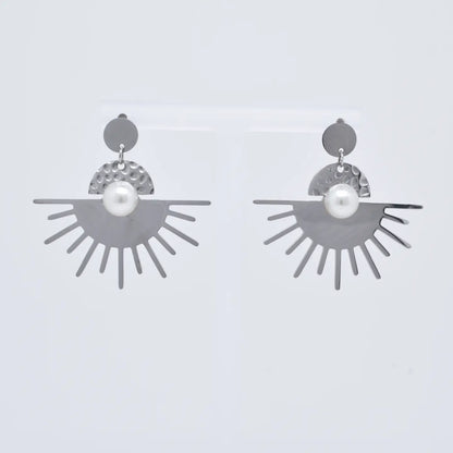 Pendientes Medio Sol Plateado