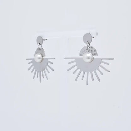 Pendientes Medio Sol Plateado